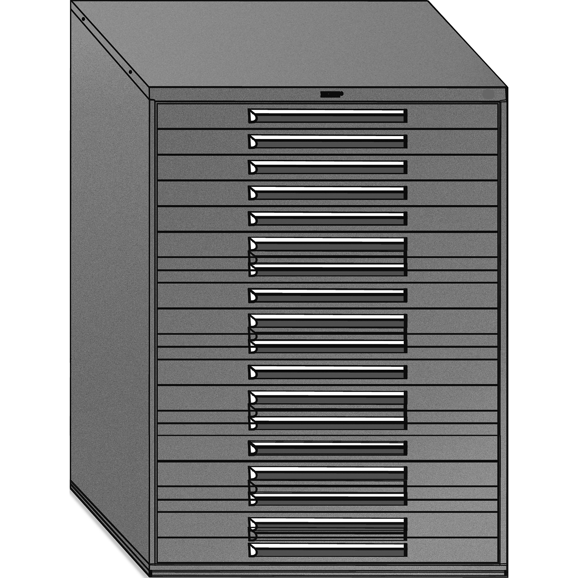 Equipto, 45in. wide Modular Drawer Cabinet- With Divider, Height 59 in, Width 45 in, Drawers 18 Total; 18 3"h Model # 4480H-GY; Color: Smooth Office Gray